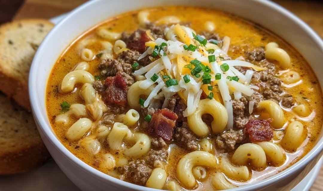 Mac & Cheese Burger Soup