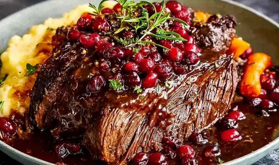 Slow-Braised Beef Roast with Cranberry Balsamic Glaze
