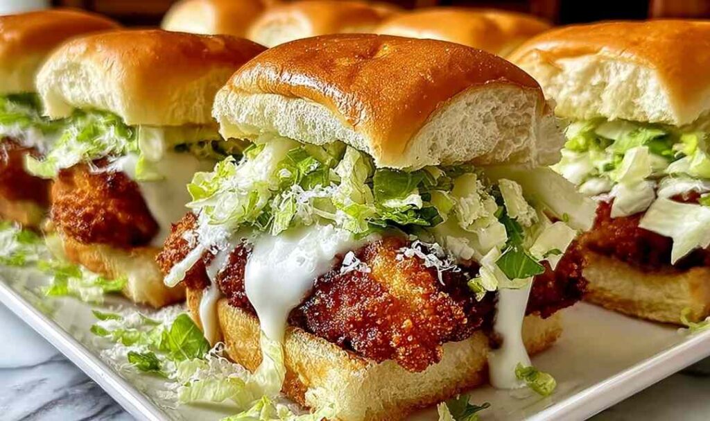 Crispy Chicken Caesar Sandwich with golden panko crust on toasted roll with lettuce