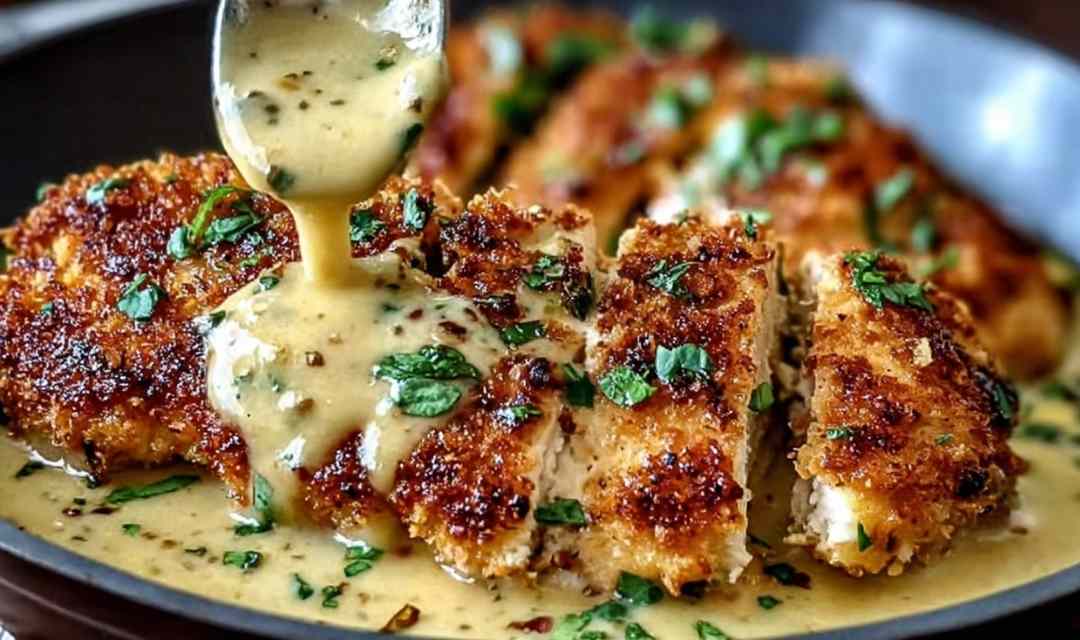 Crispy Parmesan Chicken with Garlic Sauce