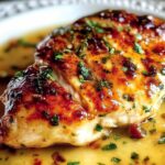 Morton's Steakhouse Chicken Christopher in a skillet with buttery garlic cream sauce and mushrooms