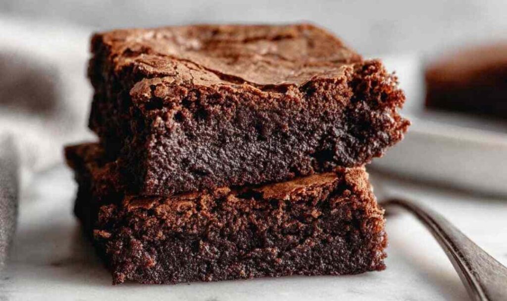 Easy sourdough discard brownies cut into squares showing fudgy texture