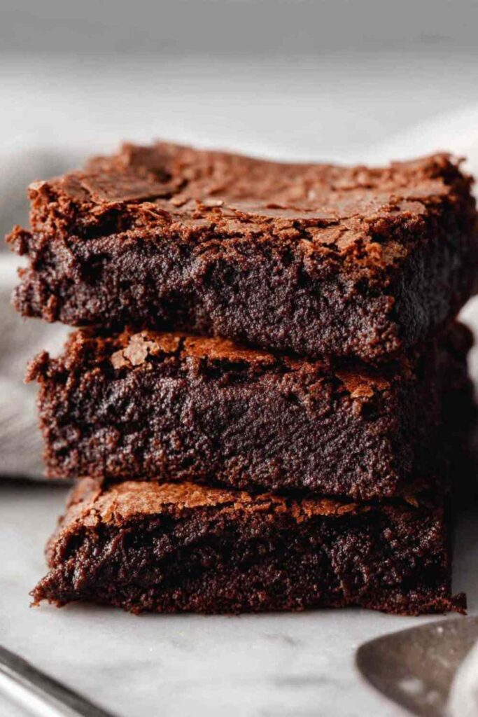 Easy sourdough discard brownies cut into squares showing fudgy texture