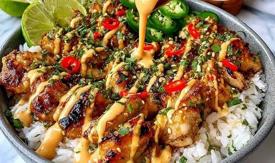 Sweet Chili Chicken Bowl with Coconut Lime Drizzle