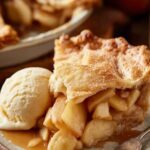 Classic American apple pie with golden flaky crust cooling on a wire rack