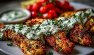 Creamy garlic chicken ramen in a white bowl topped with green onions and sliced chicken breast