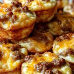 High protein pancake sausage mini muffins cooling on a wire rack, golden brown with crumbled sausage visible inside