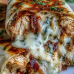 Low carb cheesy garlic chicken in a skillet with melted mozzarella and creamy garlic parmesan sauce