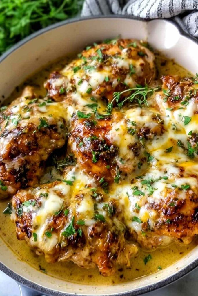 Slow cooker Mississippi Mud Chicken with pepperoncini peppers and butter sauce served over mashed potatoes