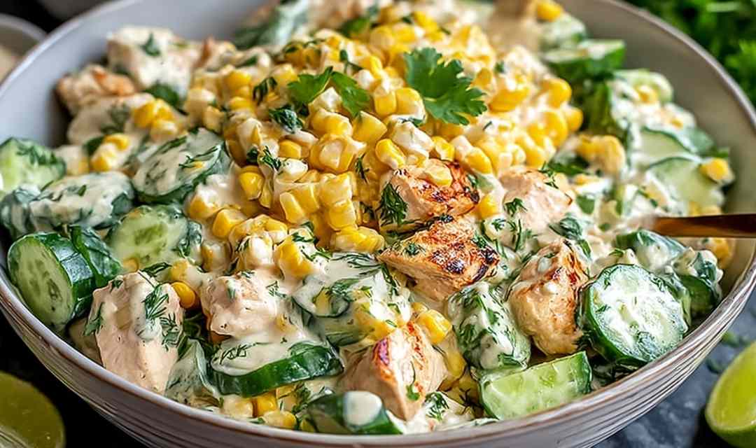 Street Corn Creamy Cucumber Chicken Salad