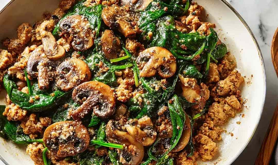 Turkey Spinach Mushroom Skillet