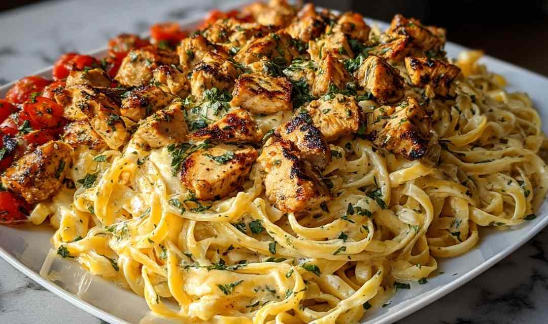 Creamy Cajun Chicken Linguine with Garlic Mozzarella Sauce