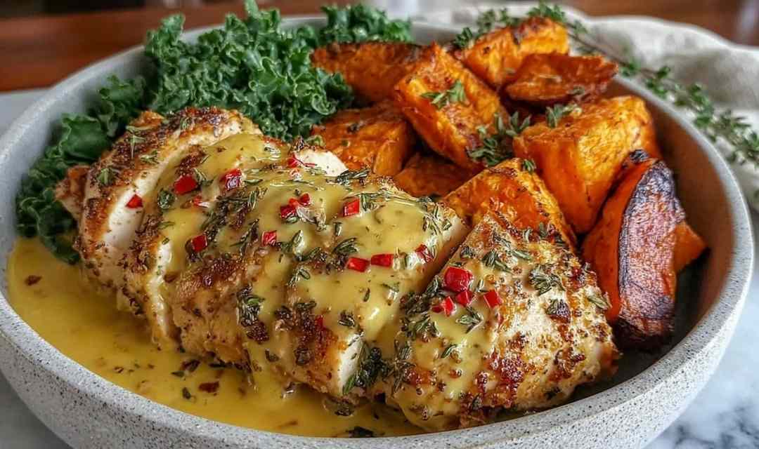 Maple Dijon Chicken Bowl with Sweet Potatoes