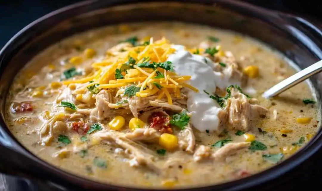 Crockpot White Chicken Enchilada Soup Recipe